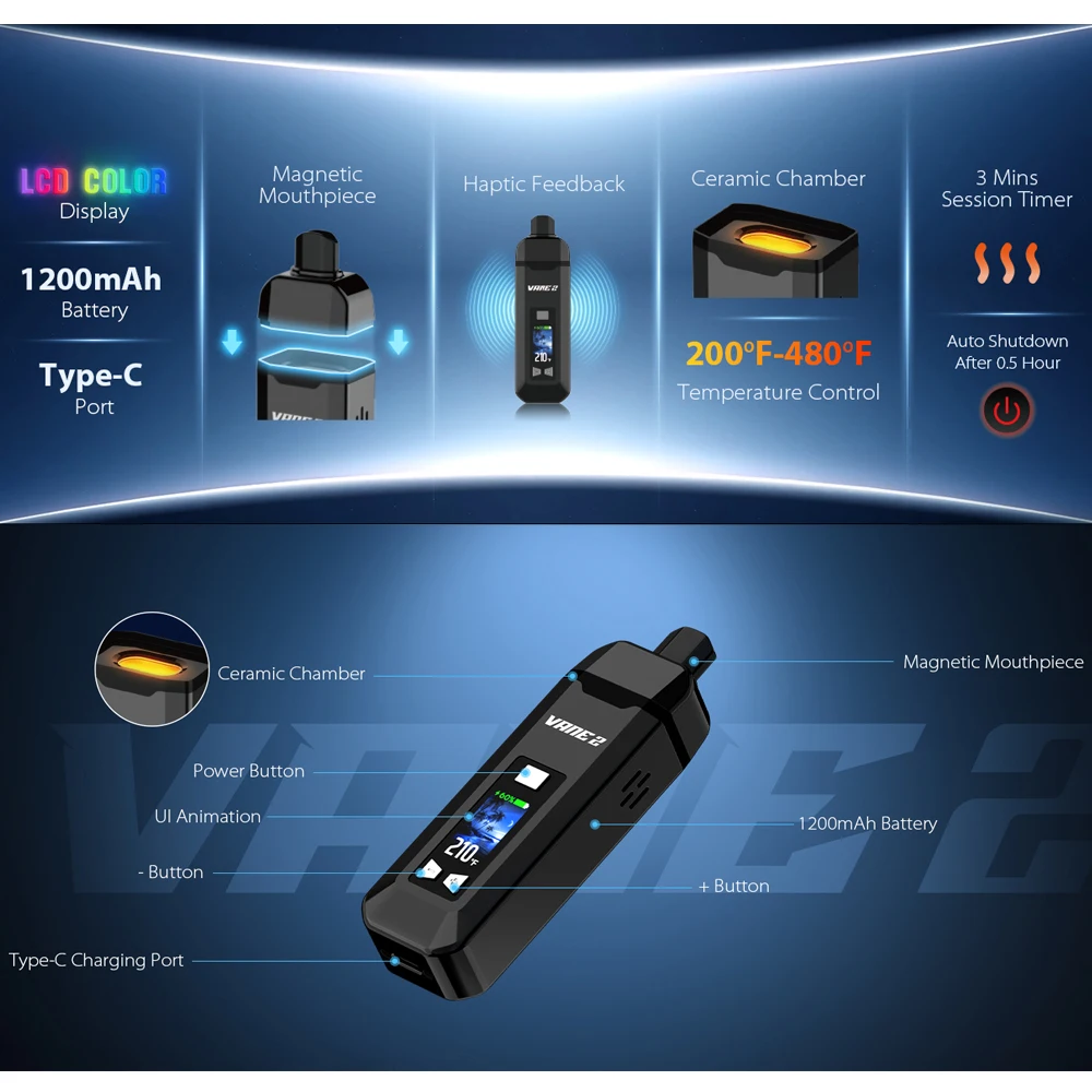 Yocan Vane 2 Dry Herb Vaporizer 1200mAh - Image 2